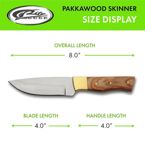 Miniatura 3 de SZCO Cuchillo de caza Full Tang de 8 pulgadas, cuchillo marrón para exteriores con hoja de acero inoxidable, mango de madera de Pakka con refuerzo