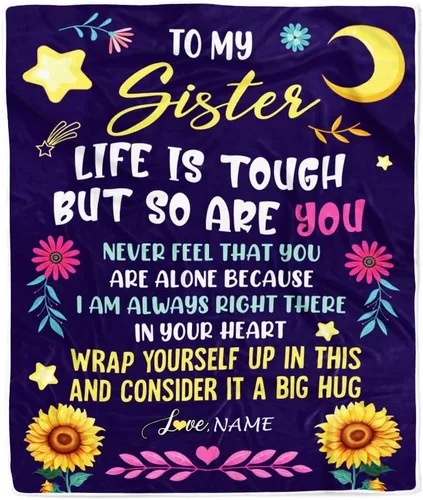 Miniatura 12 de Manta personalizada con texto en inglés «To My Sister from Sister Wood» No Matter Where Life Takes Us Soul Sister cumpleaños, Navidad, graduación