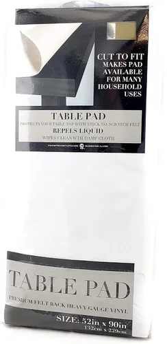 Miniatura 3 de Protector de mesa de vinilo con respaldo de fieltro de 52 x 90 pulgadas, protector de mesa impermeable cortado para adaptarse con respaldo