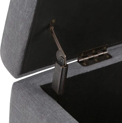 Miniatura 7 de Otomano rectangular de almacenamiento Simpli Home Hamilton, Madera, Gris pizarra Pizarra gris