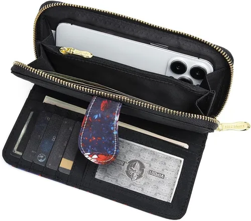 Miniatura 94 de Cartera de mano para mujer, estilo bohemio, con RFID, elegante, espaciosa con correa para viajes, capacidad para tarjetas, teléfono, dinero