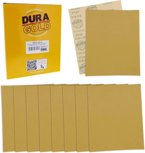 Miniatura 7 de Dura-Gold Papel de lija dorado prémium de 9 x 11 pulgadas, 2 hojas de lijado de grano 320, 80, 120, 150, 220, 10 en total, para carpintería