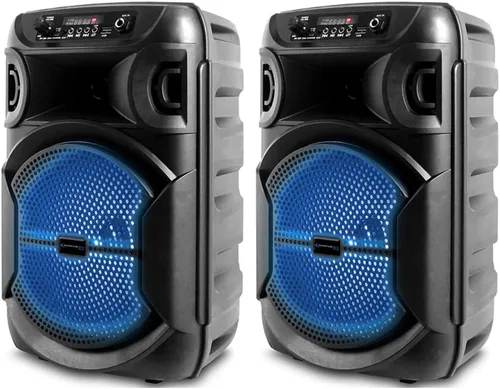 Technical Pro Altavoz Bluetooth portátil de 800 vatios de 8 pulgadas con woofer y tweeter, altavoz LED PA para festivales con tarjeta Bluetooth/USB,