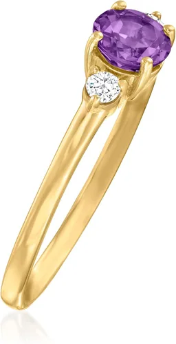 Miniatura 3 de RS Pure by Ross-Simons 040 Carat Amethyst and 10 ct tw Diamond Ring in 14kt Yellow Gold