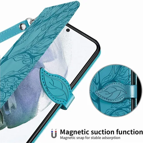 Miniatura 4 de Funda para Samsung Galaxy S21 FE, Samsung S21 FE 5G, piel sintética de alta calidad en relieve con diseño de árbol [atril] [ranuras para tarjetas]