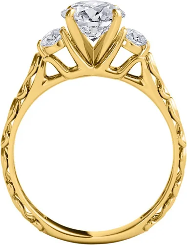Miniatura 3 de MauliJewels 0.50 Ct. Three-Stone Diamond Engagement Ring for Women in 14K Solid White Yellow Rose Gold - Elegant and Timeless Design