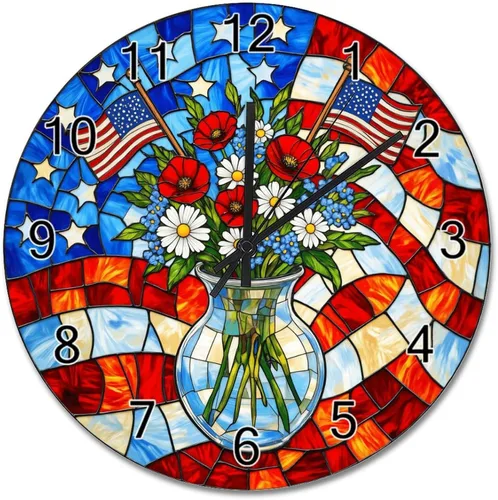 Miniatura 60 de ArogGeld Reloj de pared de 5 O'Clock Somewhere - Reloj redondo de madera para casa de playa, 10, silencioso, sin tictac, batería de cuarzo, granja