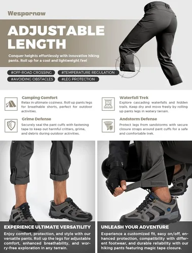 Miniatura 5 de Wespornow Hiking Travel Pants for Men Lightweight Water-Resistant Quick Dry Outdoor Pants for Fishing Camping