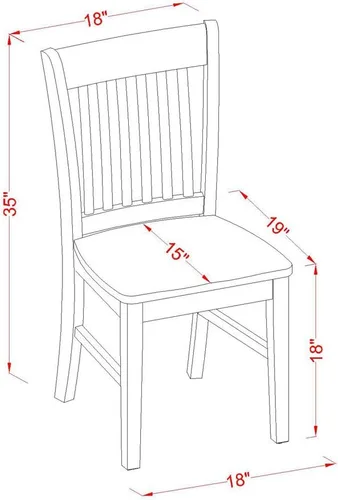 Miniatura 7 de East West Furniture DLNO3-BCH-W Juego de mesa de comedor de 3 piezas contiene una mesa de comedor redonda con gotas y 2 sillas de asiento de madera
