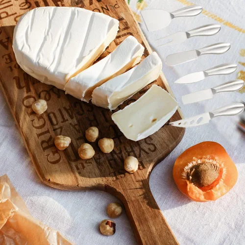 Miniatura 5 de Colección de cuchillos de queso de acero inoxidable de 6 piezas con tenedor de queso, rebanador y cortadores para cocina plateado