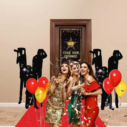 Miniatura 6 de Timtin Pancarta de entrada VIP para fotografía con alfombra roja, accesorios de paparazzi, alfombra de 2.6 x 15 pies, cinta adhesiva de doble cara