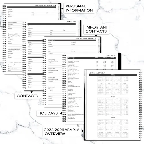 Miniatura 5 de Agenda mensual 2026-2027, agenda mensual de enero de 2026 a diciembre de 2027, planificadores 2026-2027 de 8.5 x 11 pulgadas, 24 pestañas, bolsillo
