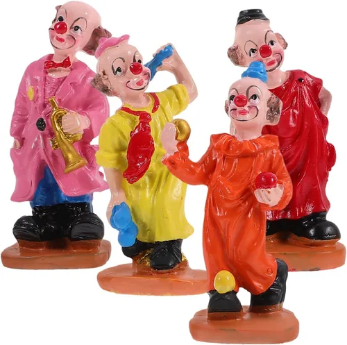 Toyvian Figura de payaso de circo, adorno decorativo en miniatura para bandeja de arena y hogar D Cor modelo de payaso de resina de 3.93 pulgadas