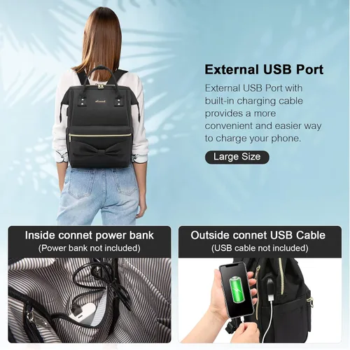 Miniatura 6 de LOVEVOOK Mini mochila para mujer mochila pequeña para adolescentes linda mochila de moda con puerto de carga USB Mochilas Daypack