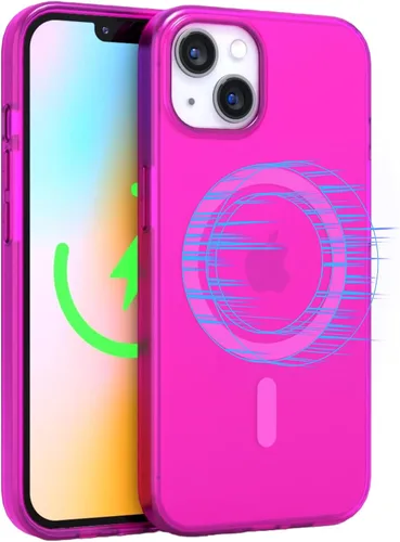 Miniatura 17 de FELONY CASE - Funda protectora transparente azul neón para iPhone 13 / iPhone 14, cubierta brillante absorbente de golpes de TPU y policarbonato