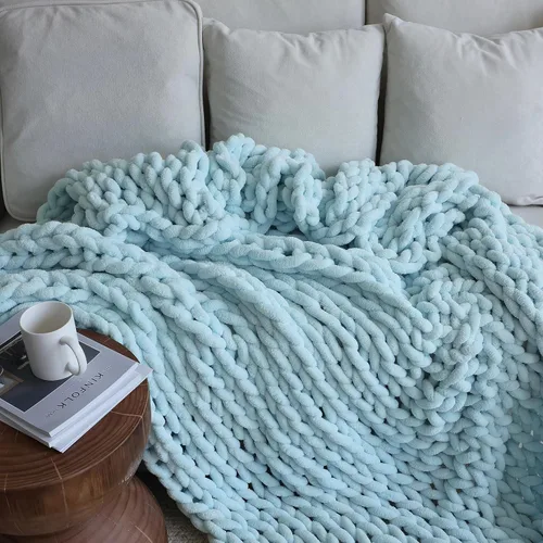 Miniatura 5 de Maetoow Manta de punto grueso de felpilla (40 x 50 pulgadas), hecha a mano, cálida y acogedora para sofá, cama, decoración del hogar, banco