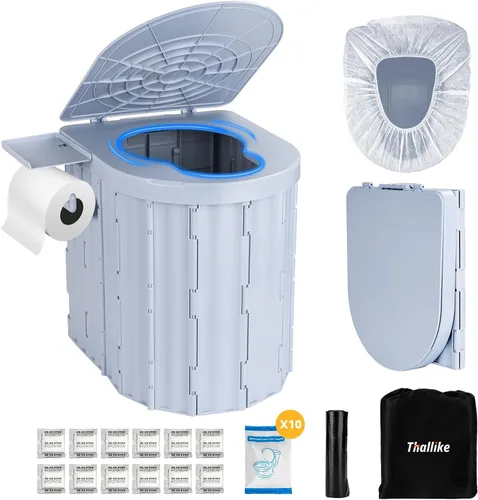 Miniatura 9 de Portable Camping Toilet with Pop-Up Privacy Tent, 12-inch Toilet Seat, Outdoor Portable Folding Toilet Potty for Adults Load Capacity of 400 Lbs