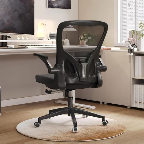 Miniatura 21 de Silla de oficina, silla ergonómica de escritorio cómoda para el hogar, silla de juegos con respaldo medio con ruedas, altura ajustable, soporte