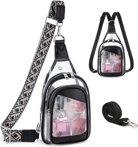 Miniatura 17 de Bolso Bandolera Mochila Cruzada - 2 en 1 Bolso Cruzado de Cuero Riñonera con 2 Correas Extraíbles Mini diaper bag Café