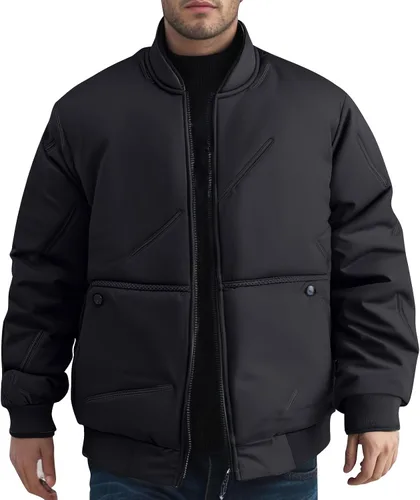 Chaquetas acolchadas para hombre, cálidas, con cremallera, casual, chaqueta bomber softshell gruesa cortavientos, chaqueta universitaria, abrigos de