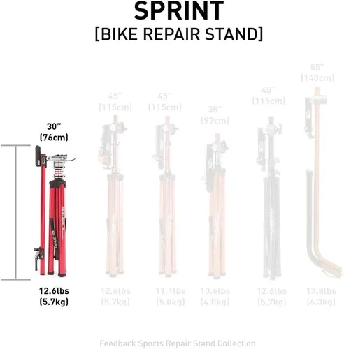 Miniatura 9 de FEEDBACK SPORTS Soporte de reparación de bicicletas Sprint Soporte de bicicleta compacto con base de trípode Rotación de 360 grados Montaje