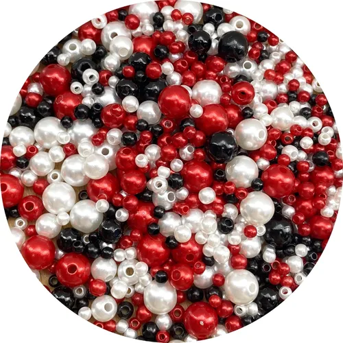 Miniatura 13 de Cuentas de perlas mixtas de 30 a 0.315 in, perlas redondas sueltas de satén, cuentas de plástico para hacer joyas, aretes, pulseras, collares