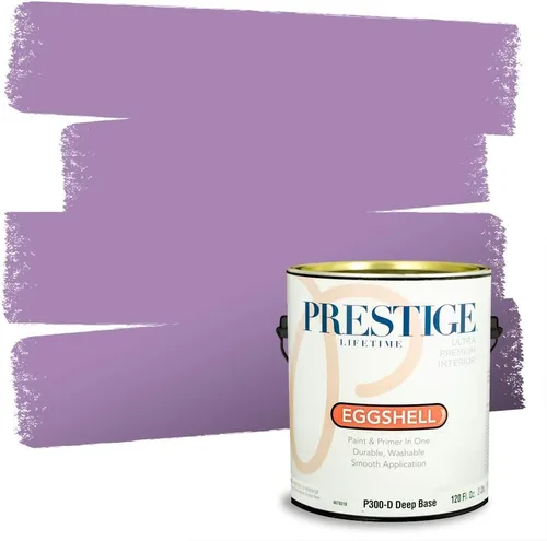 Miniatura 124 de PRESTIGE Pinturas de pintura interior e imprimación en uno, 1 galón, plano, combinación comparable de Sherwin Williams* Kimono Violet*