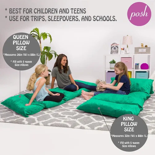 Miniatura 4 de Funda de almohada para el suelo para niños - Fundas premium para almohadas y cojines Cozy Soft - Verde azulado