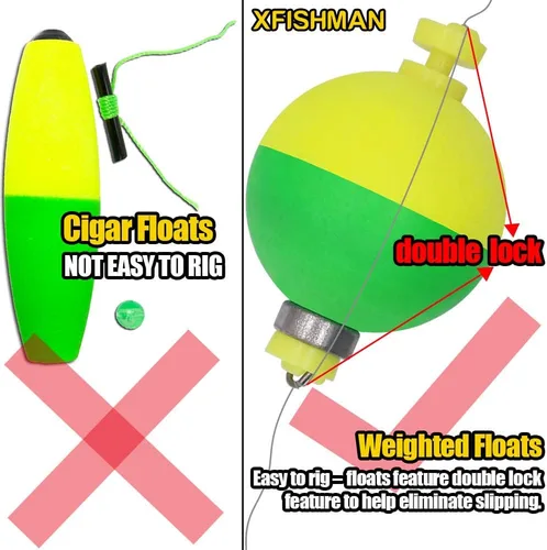 Miniatura 4 de XFISHMAN Kit de corchos de pesca con peso para pescar, flotador de espuma hecho a mano, 1 pulgada, 2 en 8-12 unidades Ronda 8 Pack