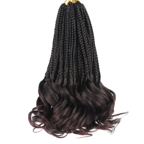 Trenzas de ganchillo rizado francés T33, cabello pre-anillado 10 pulgadas, trenzas cortas rizadas francesas con extremos rizados, trenzas box de