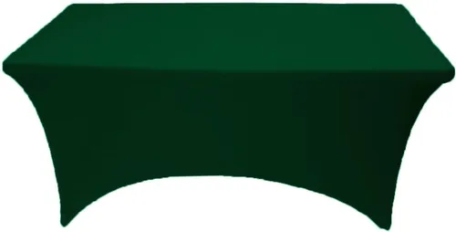 Miniatura 3 de Paquete de 2 manteles de elastano elásticos de elastano verde cazador de 4 pies para mesas rectangulares, eventos, bodas, banquetes y fiestas
