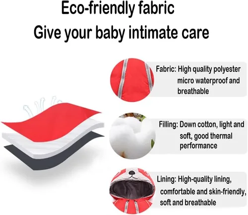 Miniatura 5 de ILYBOZ Traje de nieve para bebé traje de nieve para bebé lindo abrigo de invierno para bebé abrigo cálido con capucha para niños y niñas 1-4 años