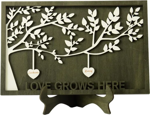 Miniatura 10 de Joyforisa Regalos para mamá y abuela, marco personalizado del árbol de la vida con corazones y nombres, marco de árbol familiar de madera Estilo 1
