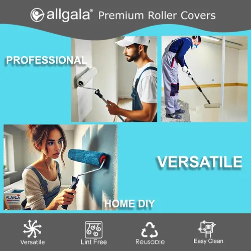 Miniatura 6 de Allgala Cubiertas para rodillos de pintura, paquete de 12 cubiertas de rodillo de pintura sin cobertizos de 9 pulgadas, fundas para siesta de 1/2