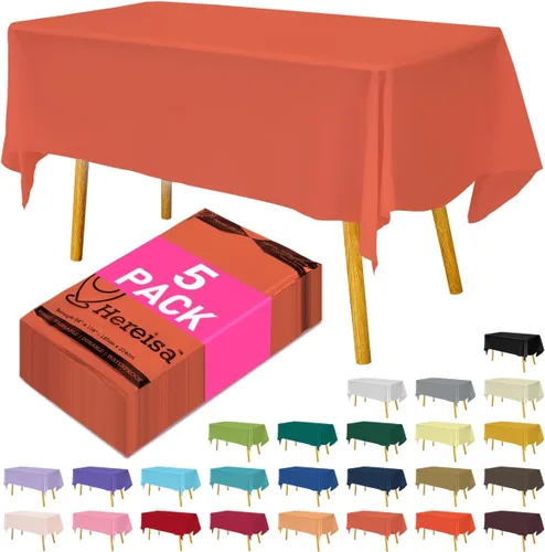 Miniatura 123 de Paquete de 3 manteles de plástico desechables de 54 x 108 pulgadas, manteles de color blanco hueso, manteles de fiesta nupcial para fiestas