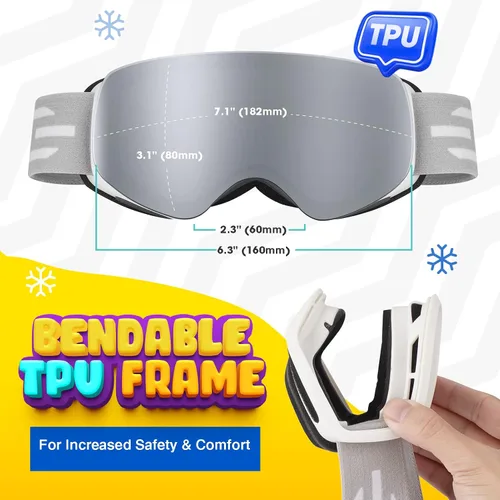 Miniatura 3 de EasYoung Gafas de esquí para niños, gafas de snowboard para niños y niñas de 3 a 14 años, gafas de snowboard para niños
