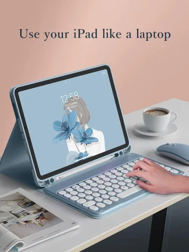 Miniatura 5 de Funda con Teclado y Ratón YEEHi para iPad Air de 11 Pulgadas M3/M2, iPad Air de 5ª/4ª Generación de 10.9" con Ratón, Teclado Desmontable Redondo