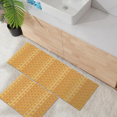 Miniatura 6 de Barydat Juego de 2 tapetes de baño de bambú para bañera larga y grande, antideslizante, tapete de ducha de bambú, tapete de madera impermeable