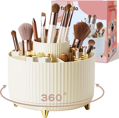 Miniatura 16 de fanado Organizador de brochas de maquillaje giratorio de 360°, organizadores de maquillaje para encimera, organización de maquillaje