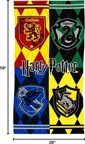 Miniatura 3 de Harry Potter Toalla de playa 28x58 pulgadas Hogwarts Crests Print Multicolor