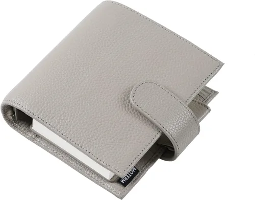 Miniatura 15 de Moterm Planificador de Anillos de Lujo de Bolsillo - Organizador de Carpeta de Cuero Genuino (Pebble-Negro, Argolla de 1.18 pulgadas (30 mm))