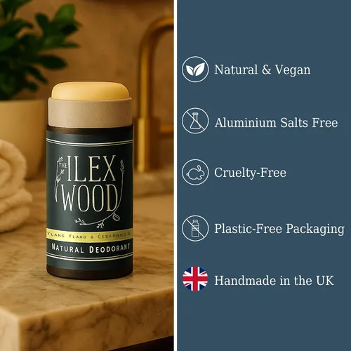 Miniatura 2 de The Ilex Wood Desodorante Natural – 2.4 fl oz. Hecho a mano, libre de sal de aluminio, libre de plástico, libre de crueldad y alcohol, vegano, tubo
