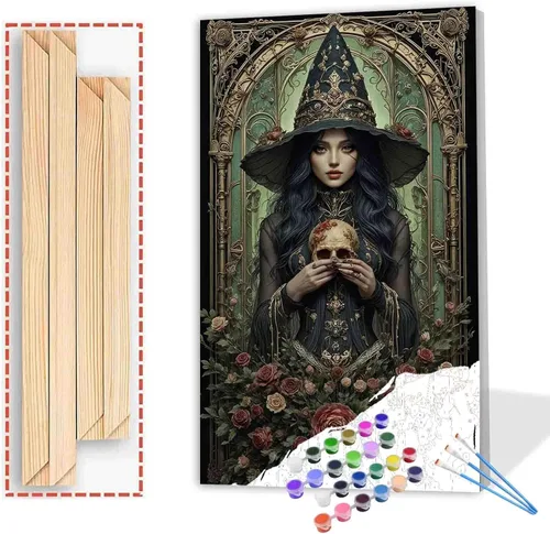 Miniatura 16 de Pintura de Halloween por números para adultos sobre lienzo, terror, pinturas al óleo acrílicas, kits de pintura al óleo, regalos para niños, Pintura