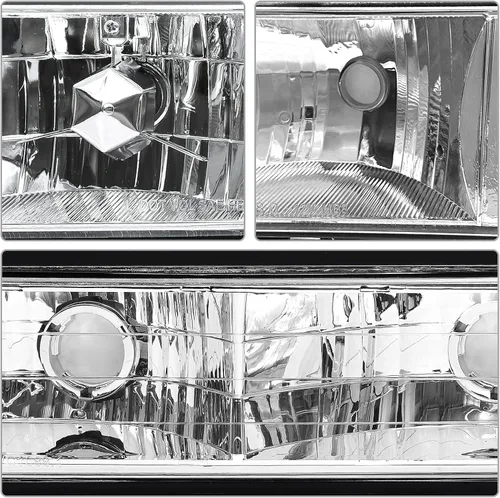 Miniatura 2 de para Sierra 1994-1998 Conjunto de Faros compatible con GMC C10/Sierra/Suburban/Yukon 1994-1998 con Parachoques y Esquina Carcasa Cromada