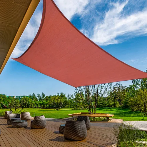 KANAGAWA - Toldo triangular con bloque UV, color gris oscuro para patio,jardín, jardín trasero, actividades al aire libre Rojo (Rust Red)