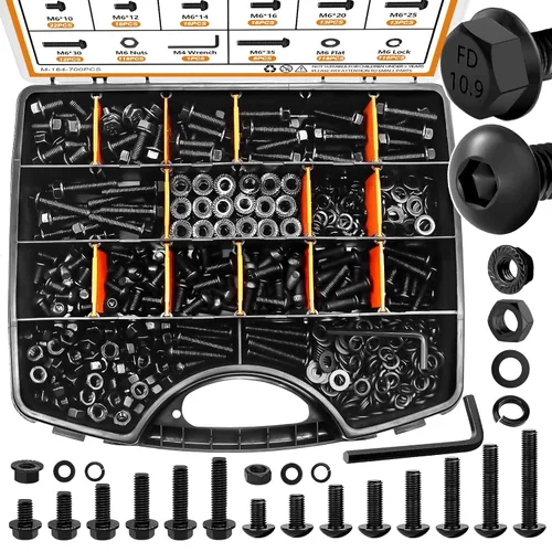Miniatura 8 de mankk Kit surtido de pernos métricos de 1004 piezas y tornillos y tuercas de brida M4 M5 M6 M8 (0.472 in a 1.181 in) con tuercas y arandelas