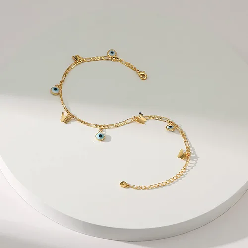 Miniatura 11 de Tobillera para mujer, chapada en oro de 18 quilates, tobillera con dije de oro, impermeable, para verano, playa, cadena de pie, joyería para regalos