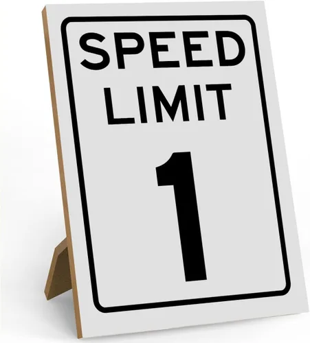 Speed Limit 1 Sign, Race Car Birthday Decor, Race Car Birthday Party Decorations for Boy Race Fans Decor Gifts, Wooden Sign with Stand 8 x 11 Inch