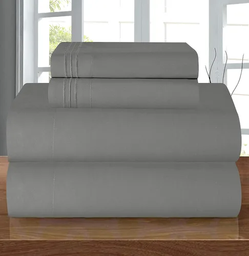 Miniatura 49 de Elegant Comfort - Juego de sábanas de 4 piezas de microfibra, 1500 hilos, sin arrugas, sábana bajera elástica, esquinas tipo bolsillos profundos