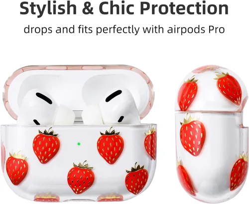 Miniatura 2 de AKABEILA Funda compatible con Apple Airpods Pro para mujer, transparente con diseños, policarbonato duro, a prueba de golpes [LED frontal visible]